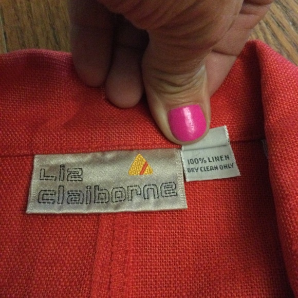 Liz Claiborne Vintage 100% ReD Linen Blazer with shoulder pads size 8 - Picture 2 of 9